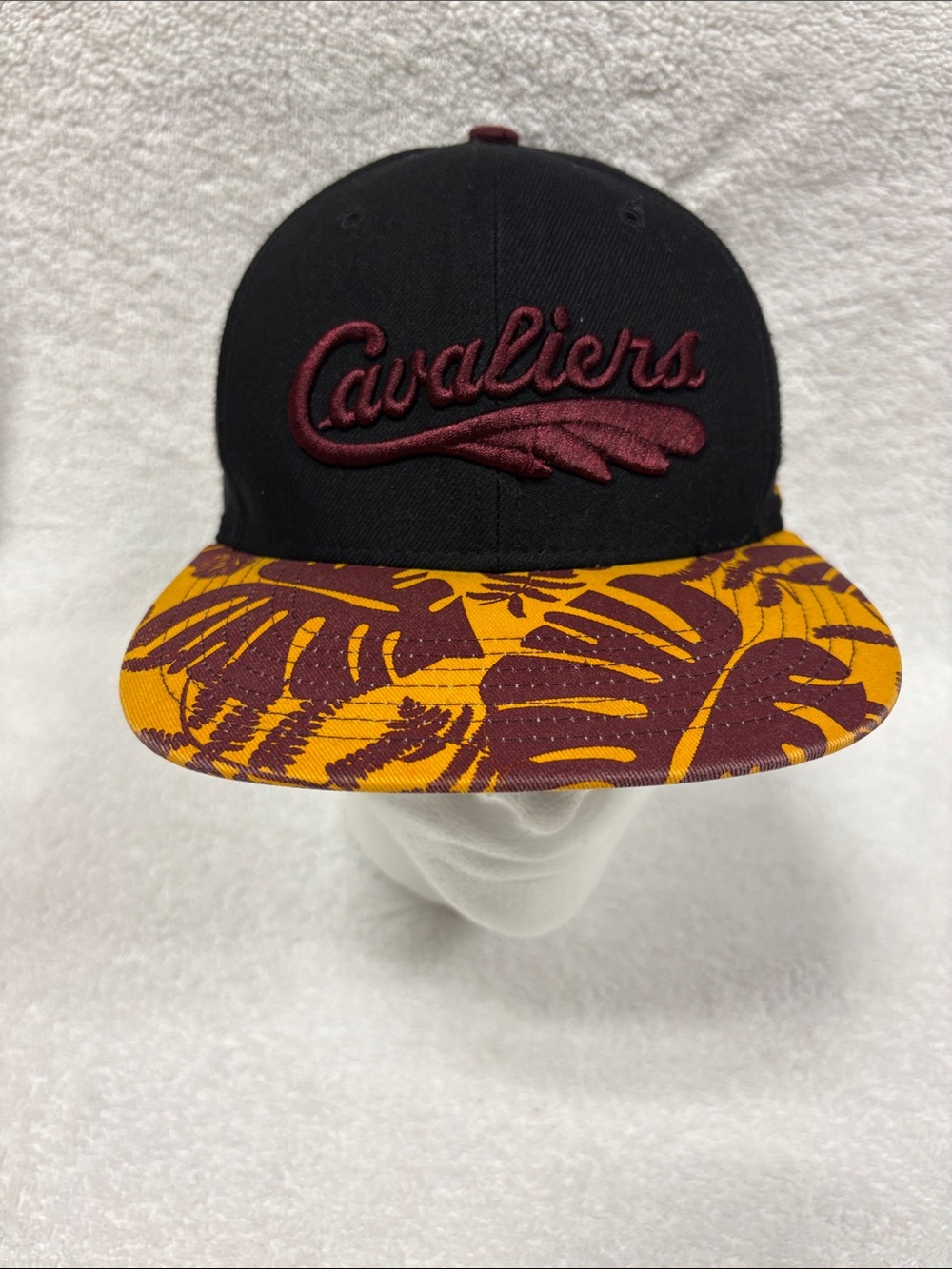 '47 Cavaliers Black and Maroon tropical Leaf Brim Snapback Hat